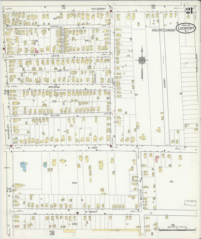 Sanborn Fire Insurance Map from Lockport, Niagara County, New York (1914), Sheet #0021 - Complete Map Set gallery image, historic Sanborn map, vintage wall art, New York New York