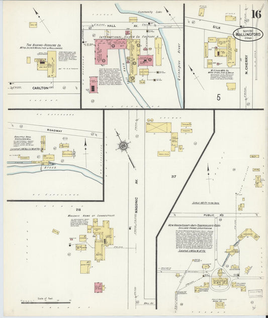 Sanborn Fire Insurance Map from Wallingford, New Haven County, Connecticut (1911), Sheet #0016 - Historic Sanborn Fire Insurance Map Print, vintage old map wall art, antique decor, genealogy gift, Connecticut Connecticut map
