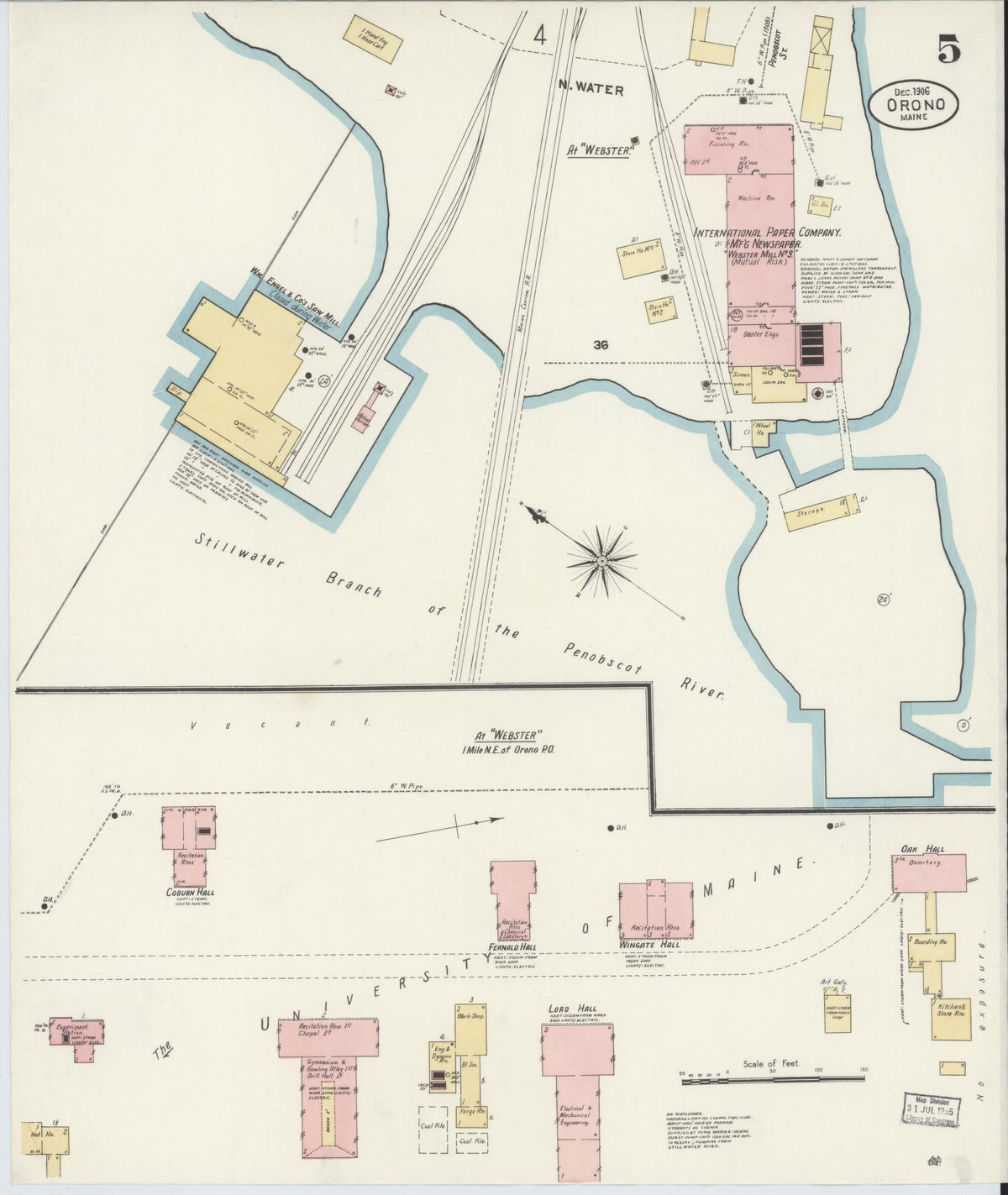 Sanborn Fire Insurance Map from Orono, Penobscot County, Maine (1906), Sheet #0005 - Complete Map Set gallery image, historic Sanborn map, vintage wall art, Maine Maine