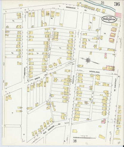 Sanborn Fire Insurance Map from Washington, Washington County, Pennsylvania (1909), Sheet #0036 - Historic Sanborn Fire Insurance Map Print, vintage old map wall art, antique decor, genealogy gift, Pennsylvania Pennsylvania map