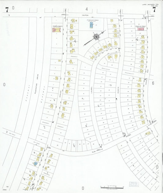 Sanborn Fire Insurance Map from Lake Jackson, Brazoria County, Texas (1951), Sheet #0007 - Historic Sanborn Fire Insurance Map Print, vintage old map wall art, antique decor, genealogy gift, Texas Texas map