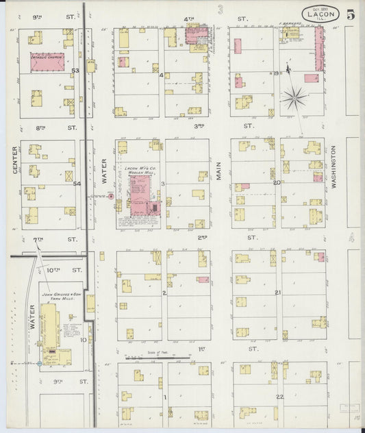 Sanborn Fire Insurance Map from Lacon, Marshall County, Illinois (1893), Sheet #0005 - Historic Sanborn Fire Insurance Map Print, vintage old map wall art, antique decor, genealogy gift, Illinois Illinois map