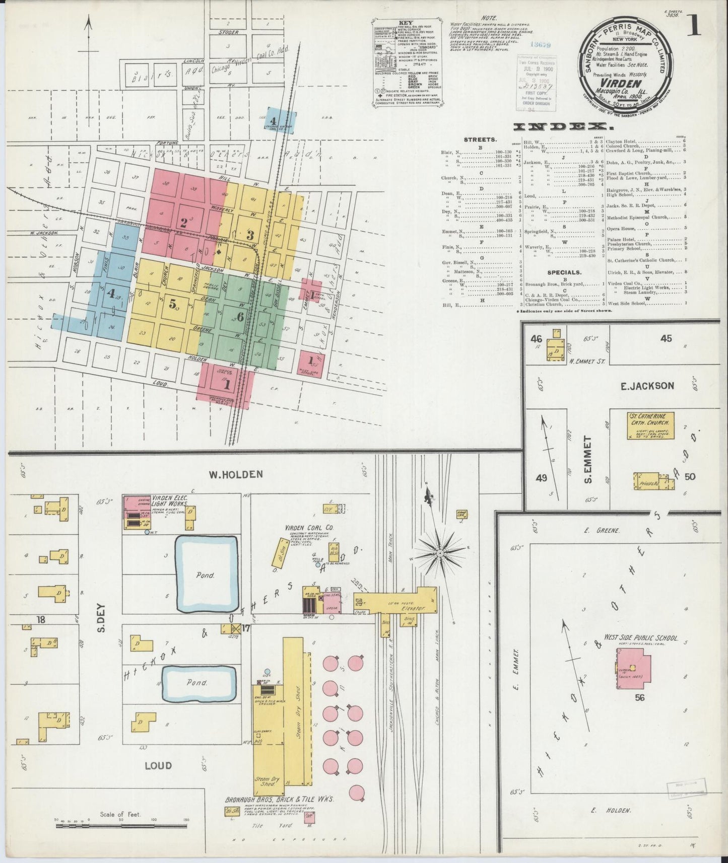 Sanborn Fire Insurance Map from Virden, Macoupin County, Illinois (1900), Sheet #0001 - Complete Map Set gallery image, historic Sanborn map, vintage wall art, Illinois Illinois