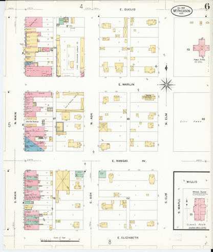 Sanborn Fire Insurance Map from Mcpherson, Mcpherson County, Kansas (1908), Sheet #0006 - Complete Map Set gallery image, historic Sanborn map, vintage wall art, Kansas Kansas