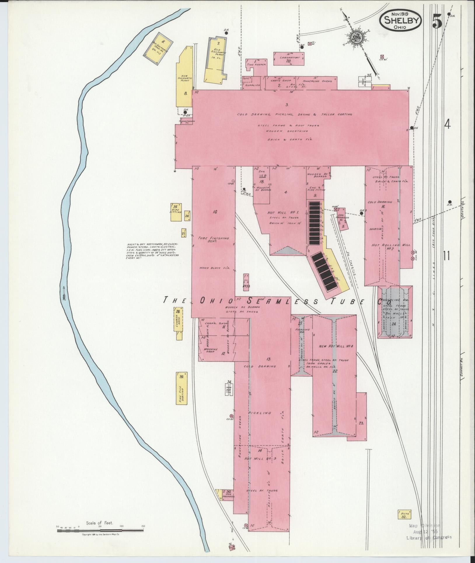 Sanborn Fire Insurance Map from Shelby, Richland County, Ohio (1919), Sheet #0005 - Historic Sanborn Fire Insurance Map Print, vintage old map wall art, antique decor, genealogy gift, Ohio Ohio map