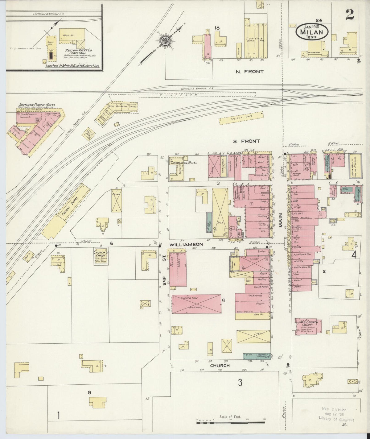 Sanborn Fire Insurance Map from Milan, Gibson County, Tennessee (1910), Sheet #0002 - Complete Map Set gallery image, historic Sanborn map, vintage wall art, Tennessee Tennessee