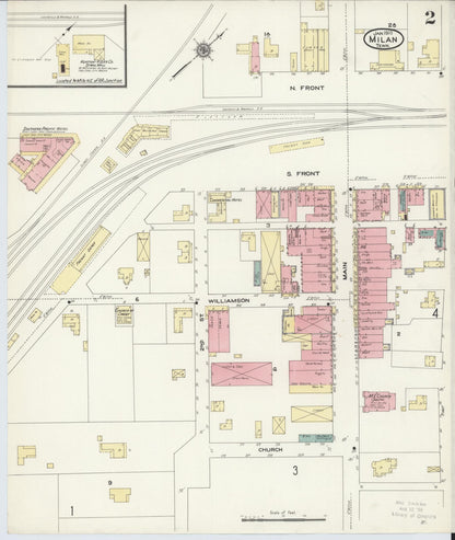 Sanborn Fire Insurance Map from Milan, Gibson County, Tennessee (1910), Sheet #0002 - Complete Map Set gallery image, historic Sanborn map, vintage wall art, Tennessee Tennessee