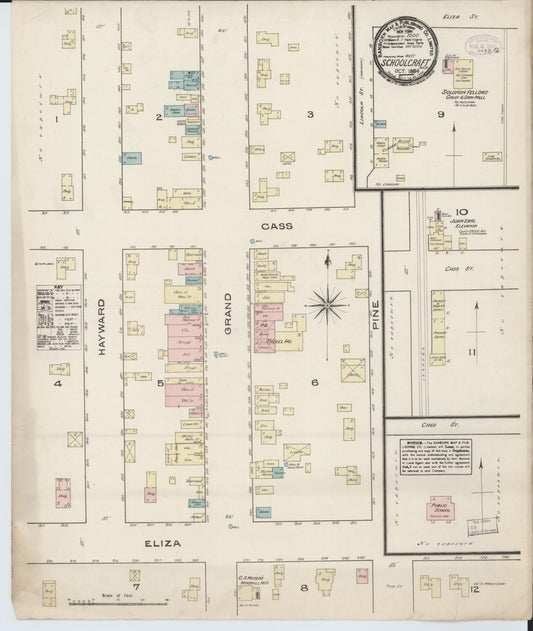 Sanborn Fire Insurance Map from Schoolcraft, Kalamazoo County, Michigan (1884), Sheet #0001 - Historic Sanborn Fire Insurance Map Print, vintage old map wall art, antique decor, genealogy gift, Michigan Michigan map