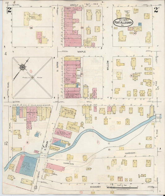 Sanborn Fire Insurance Map from Port Allegany, McKean County, Pennsylvania (1940), Sheet #0002 - Historic Sanborn Fire Insurance Map Print, vintage old map wall art, antique decor, genealogy gift, Pennsylvania Pennsylvania map