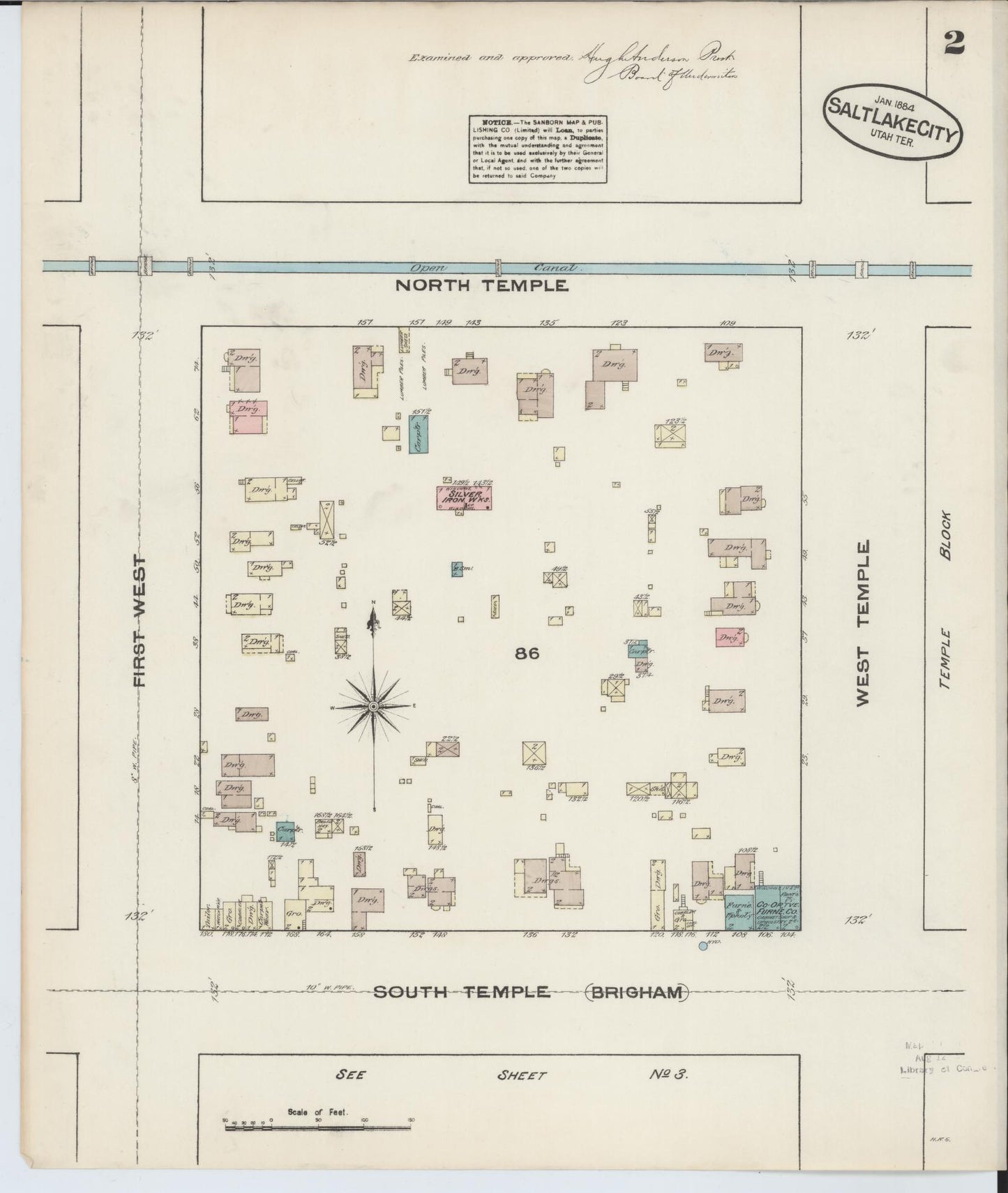 Sanborn Fire Insurance Map from Salt Lake City, Salt Lake County, Utah (1884), Sheet #0002 - Complete Map Set gallery image, historic Sanborn map, vintage wall art, Utah Utah