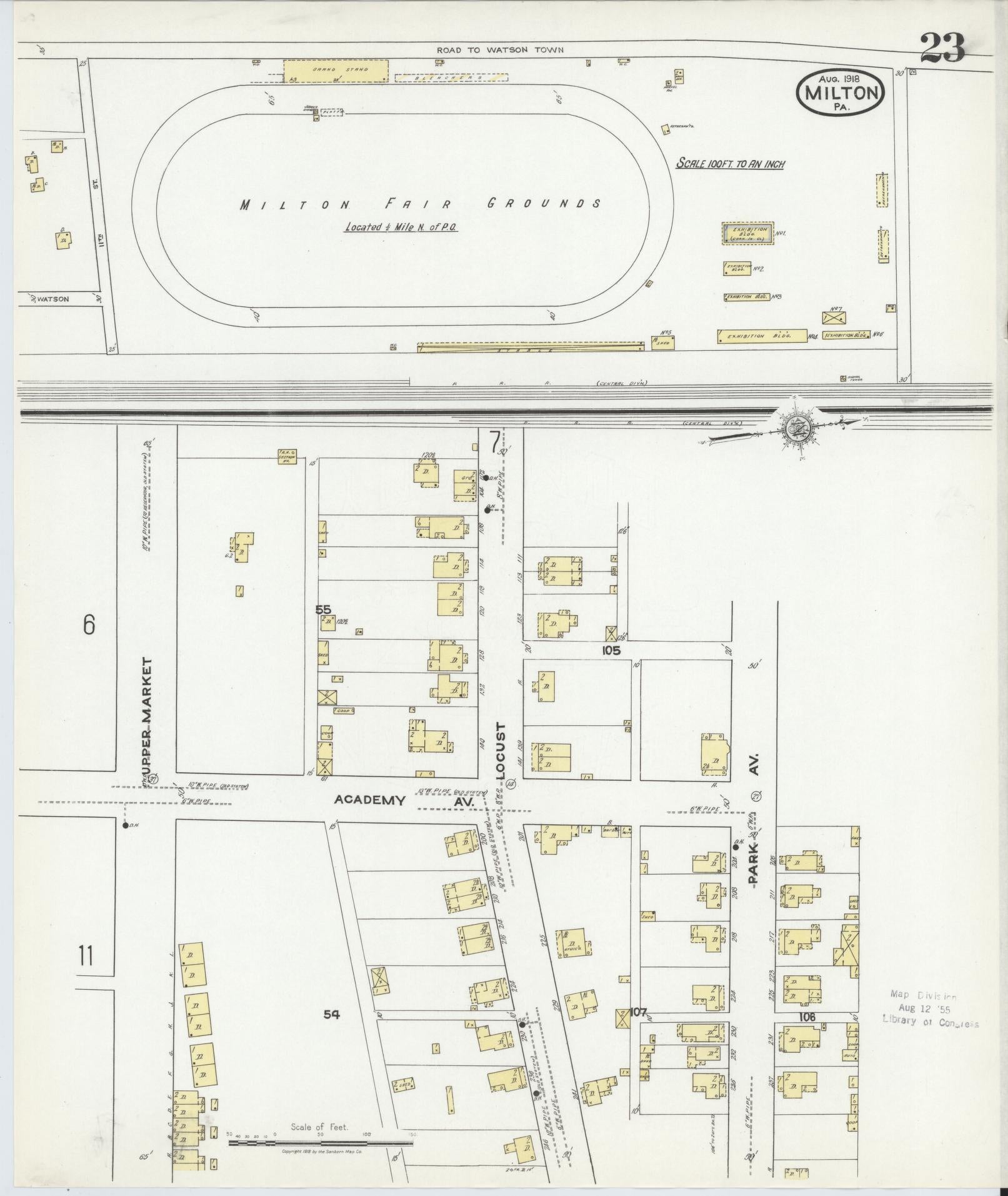 Sanborn Fire Insurance Map from Milton, Northumberland County, Pennsylvania (1918), Sheet #0023 - Complete Map Set gallery image, historic Sanborn map, vintage wall art, Pennsylvania Pennsylvania