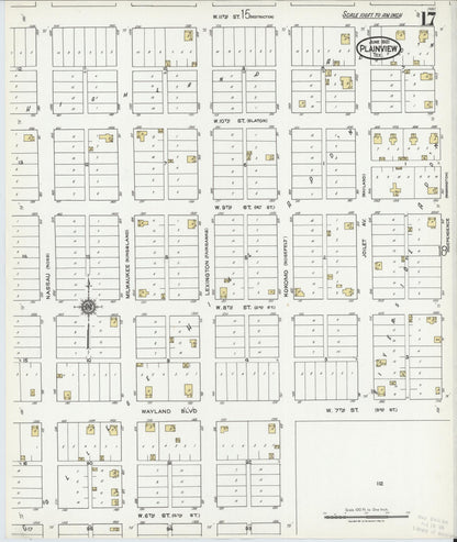 Sanborn Fire Insurance Map from Plainview, Hale County, Texas (1921), Sheet #0017 - Complete Map Set gallery image, historic Sanborn map, vintage wall art, Texas Texas