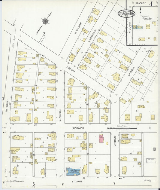 Sanborn Fire Insurance Map from Sturgeon Bay, Door County, Wisconsin (1919), Sheet #0004 - Historic Sanborn Fire Insurance Map Print, vintage old map wall art, antique decor, genealogy gift, Wisconsin Wisconsin map