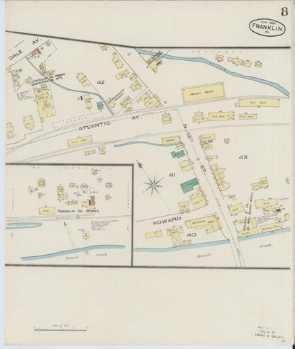 Sanborn Fire Insurance Map from Franklin, Venango County, Pennsylvania (1888), Sheet #0008 - Historic Sanborn Fire Insurance Map Print, vintage old map wall art, antique decor, genealogy gift, Pennsylvania Pennsylvania map