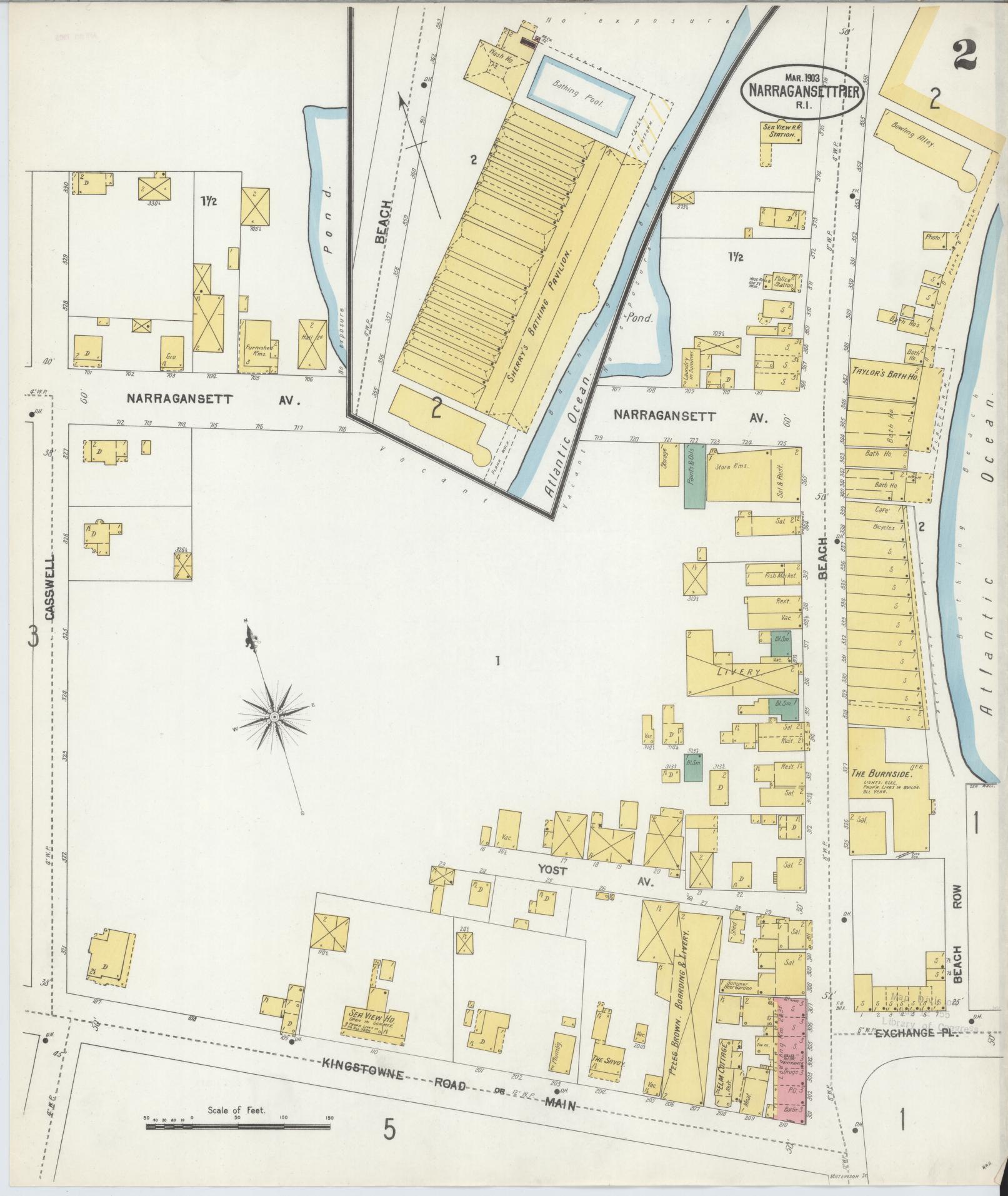 Sanborn Fire Insurance Map from Narragansett Pier, Washington County, Rhode Island (1903), Sheet #0002 - Complete Map Set gallery image, historic Sanborn map, vintage wall art, Rhode Island Rhode Island