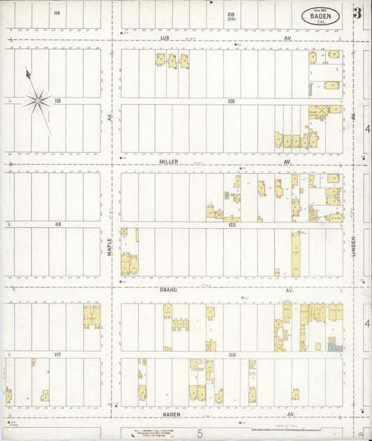 Sanborn Fire Insurance Map from Baden, San Mateo County, California (1905), Sheet #0003 - Historic Sanborn Fire Insurance Map Print, vintage old map wall art, antique decor, genealogy gift, California California map