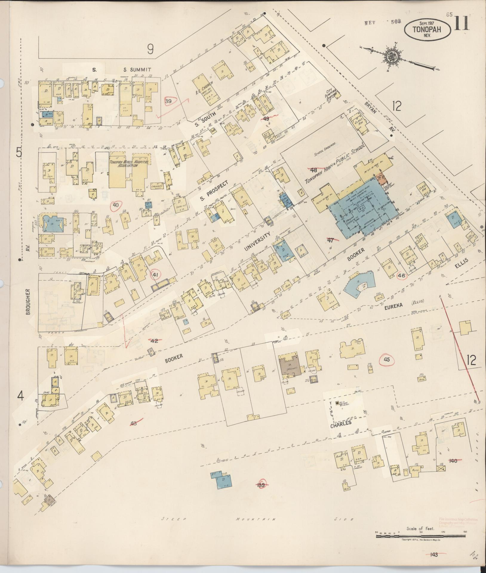 Sanborn Fire Insurance Map from Tonopah, Nye County, Nevada (1941), Sheet #0011 - Historic Sanborn Fire Insurance Map Print, vintage old map wall art, antique decor, genealogy gift, Nevada Nevada map