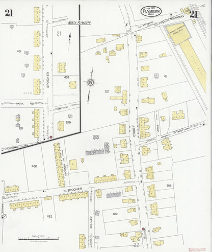 Sanborn Fire Insurance Map from Plymouth, Plymouth County, Massachusetts (1927), Sheet #0021 - Complete Map Set gallery image, historic Sanborn map, vintage wall art, Massachusetts Massachusetts
