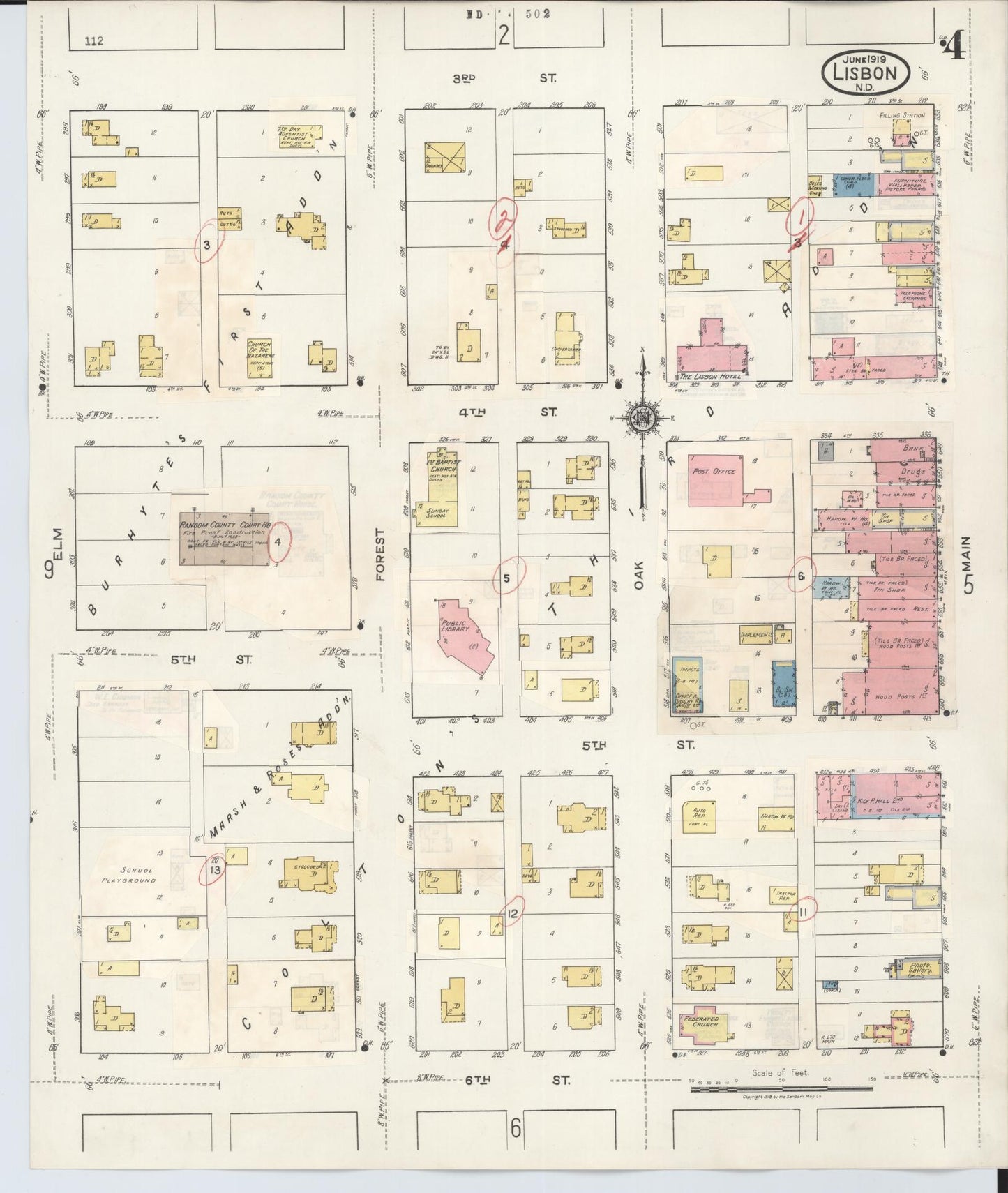 Sanborn Fire Insurance Map from Lisbon, Ransom County, North Dakota (1945), Sheet #0004 - Complete Map Set gallery image, historic Sanborn map, vintage wall art, North Dakota North Dakota