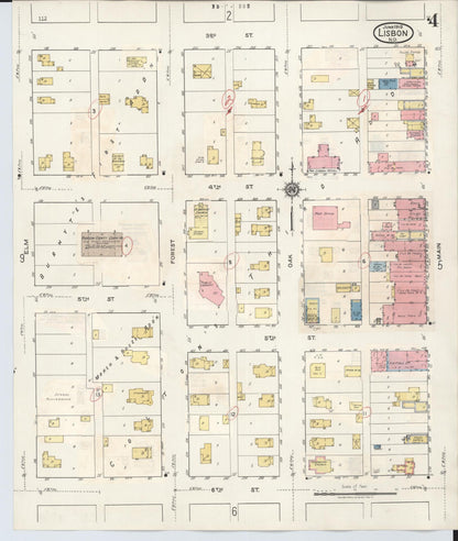 Sanborn Fire Insurance Map from Lisbon, Ransom County, North Dakota (1945), Sheet #0004 - Complete Map Set gallery image, historic Sanborn map, vintage wall art, North Dakota North Dakota