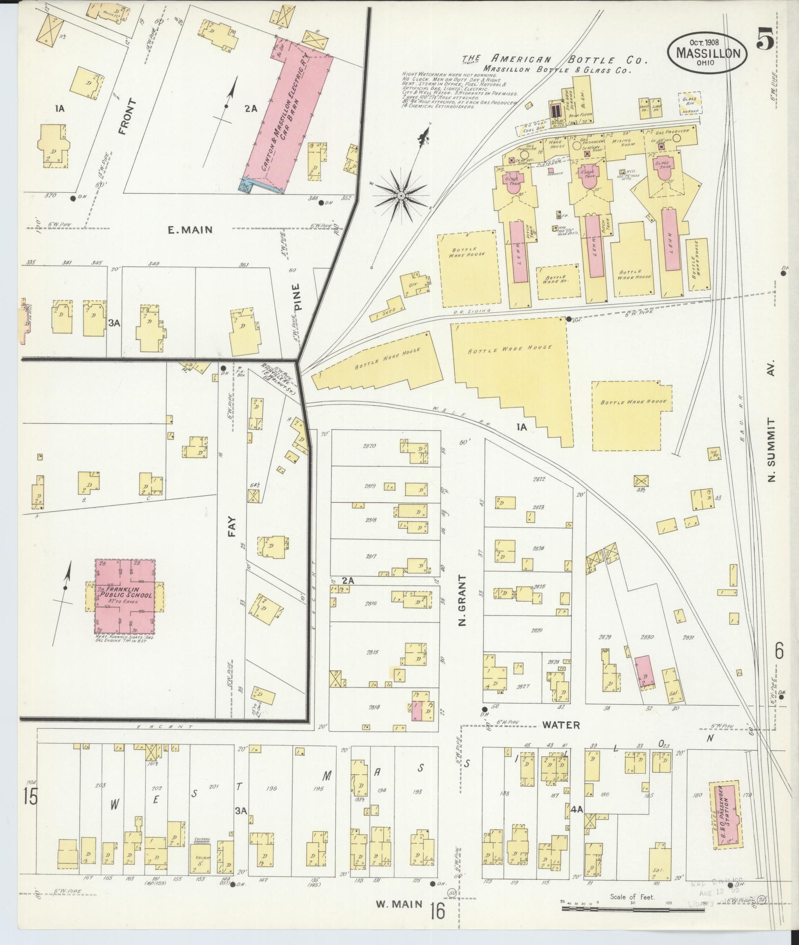 Sanborn Fire Insurance Map from Massillon, Stark County, Ohio (1908), Sheet #0005 - Complete Map Set gallery image, historic Sanborn map, vintage wall art, Ohio Ohio