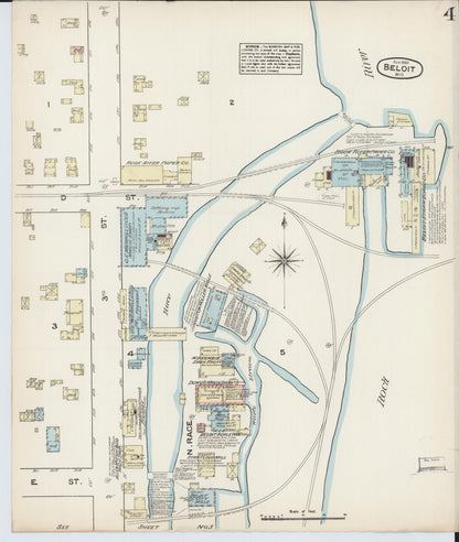 Sanborn Fire Insurance Map from Beloit, Rock County, Wisconsin (1884), Sheet #0004 - Complete Map Set gallery image, historic Sanborn map, vintage wall art, Wisconsin Wisconsin