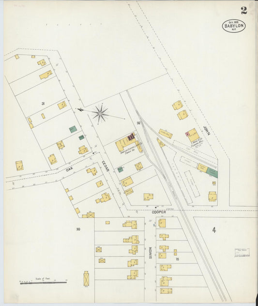 Sanborn Fire Insurance Map from Babylon, Suffolk County, New York (1902), Sheet #0002 - Historic Sanborn Fire Insurance Map Print, vintage old map wall art, antique decor, genealogy gift, New York New York map