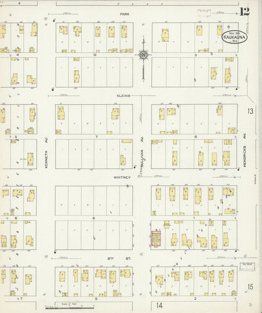 Sanborn Fire Insurance Map from Kaukauna, Outagamie County, Wisconsin (1913), Sheet #0012 - Historic Sanborn Fire Insurance Map Print, vintage old map wall art, antique decor, genealogy gift, Wisconsin Wisconsin map