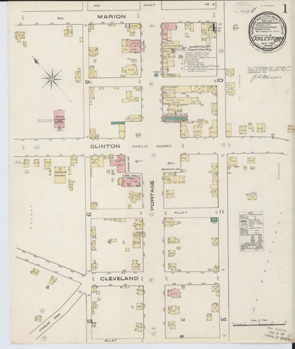 Sanborn Fire Insurance Map from Doylestown, Wayne County, Ohio (1885), Sheet #0001 - Historic Sanborn Fire Insurance Map Print, vintage old map wall art, antique decor, genealogy gift, Ohio Ohio map