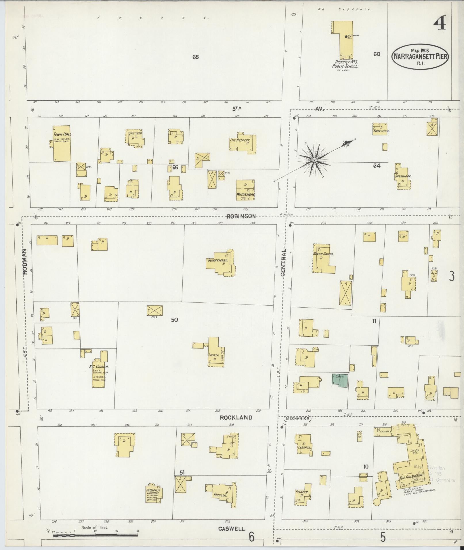 Sanborn Fire Insurance Map from Narragansett Pier, Washington County, Rhode Island (1903), Sheet #0004 - Complete Map Set gallery image, historic Sanborn map, vintage wall art, Rhode Island Rhode Island