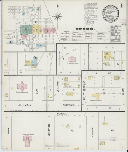 Sanborn Fire Insurance Map from Chanute, Neosho County, Kansas (1890), Sheet #0001 - Historic Sanborn Fire Insurance Map Print, vintage old map wall art, antique decor, genealogy gift, Kansas Kansas map