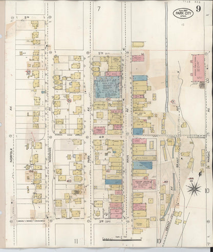 Sanborn Fire Insurance Map from Park City, Summit County, Utah (1940), Sheet #0009 - Complete Map Set gallery image, historic Sanborn map, vintage wall art, Utah Utah