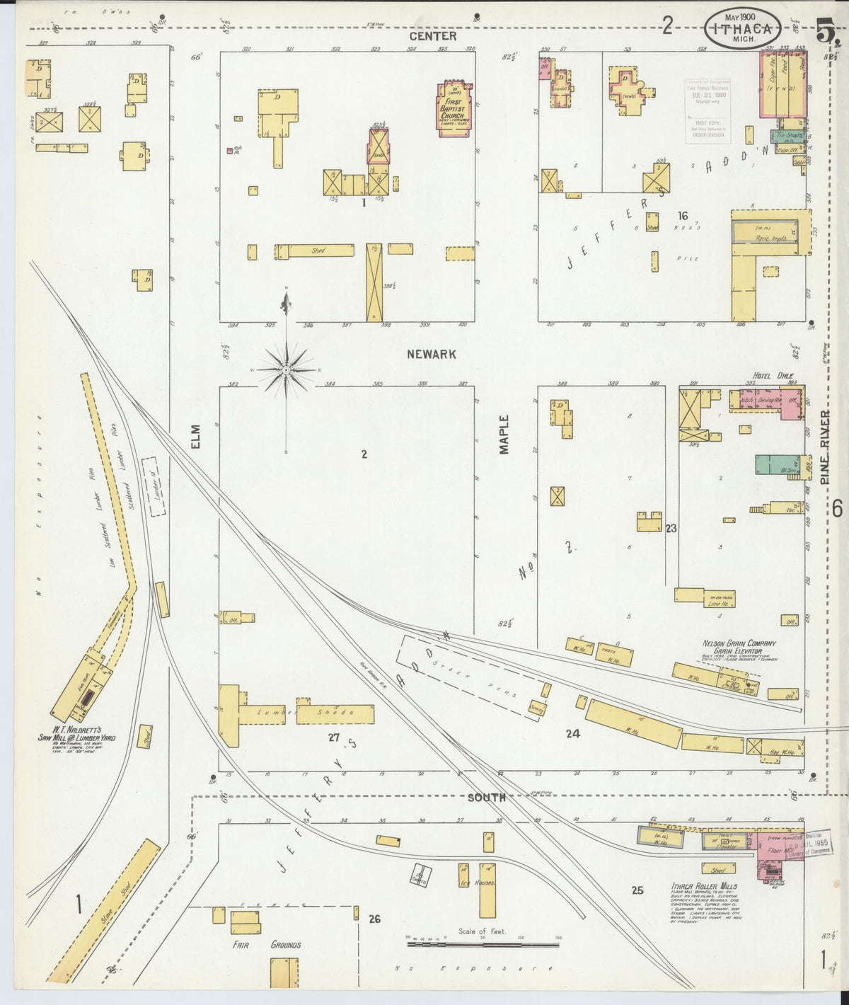 Sanborn Fire Insurance Map from Ithaca, Gratiot County, Michigan (1900), Sheet #0005 - Historic Sanborn Fire Insurance Map Print, vintage old map wall art, antique decor, genealogy gift, Michigan Michigan map