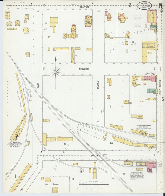 Sanborn Fire Insurance Map from Ithaca, Gratiot County, Michigan (1900), Sheet #0005 - Historic Sanborn Fire Insurance Map Print, vintage old map wall art, antique decor, genealogy gift, Michigan Michigan map