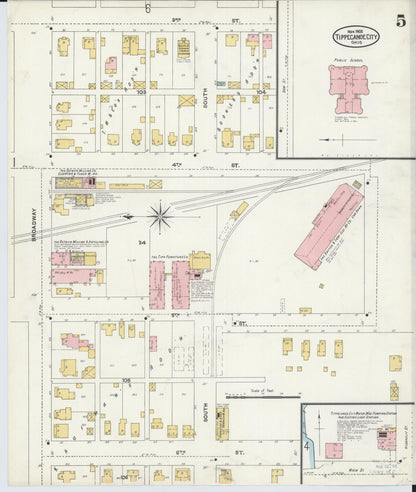 Sanborn Fire Insurance Map from Tipp City, Miami County, Ohio (1905), Sheet #0005 - Historic Sanborn Fire Insurance Map Print, vintage old map wall art, antique decor, genealogy gift, Ohio Ohio map