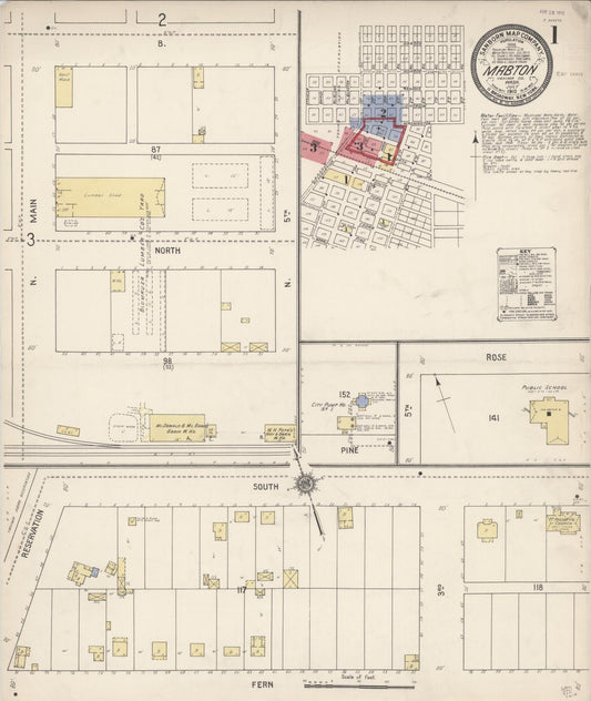 Sanborn Fire Insurance Map from Mabton, Yakima County, Washington (1910), Sheet #0001 - Complete Map Set gallery image, historic Sanborn map, vintage wall art, Washington Washington