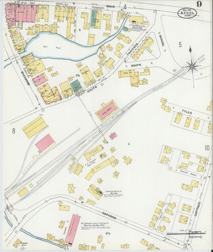 Sanborn Fire Insurance Map from Athol, Worcester County, Massachusetts (1905), Sheet #0009 - Complete Map Set gallery image, historic Sanborn map, vintage wall art, Massachusetts Massachusetts