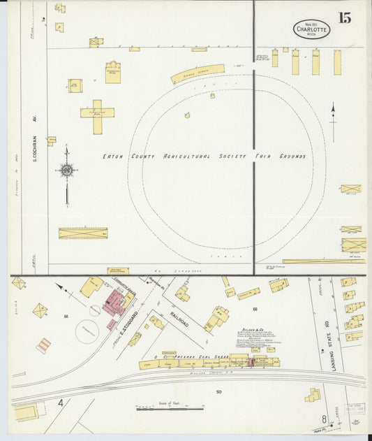 Sanborn Fire Insurance Map from Charlotte, Eaton County, Michigan (1911), Sheet #0015 - Historic Sanborn Fire Insurance Map Print, vintage old map wall art, antique decor, genealogy gift, Michigan Michigan map