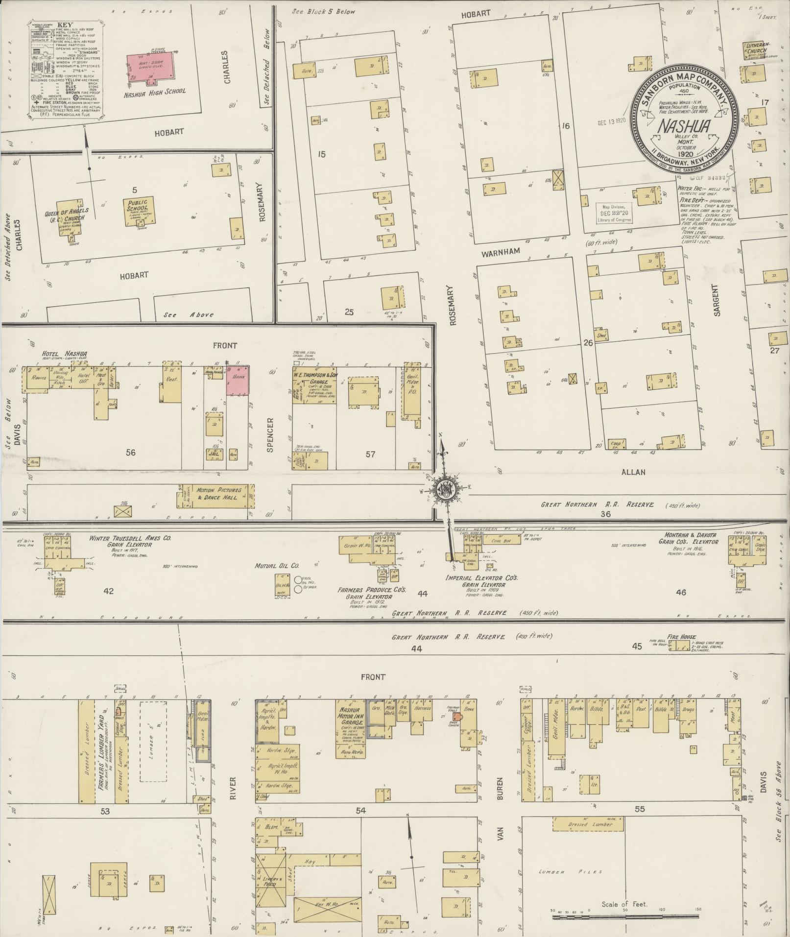 Sanborn Fire Insurance Map from Nashua, Valley County, Montana (1920), Sheet #0001 - Historic Sanborn Fire Insurance Map Print, vintage old map wall art, antique decor, genealogy gift, Montana Montana map