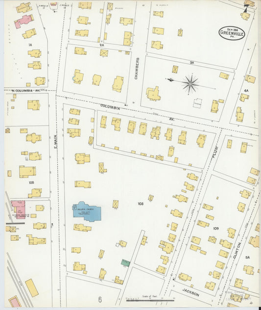 Sanborn Fire Insurance Map from Greenville, Mercer County, Pennsylvania (1904), Sheet #0007 - Historic Sanborn Fire Insurance Map Print, vintage old map wall art, antique decor, genealogy gift, Pennsylvania Pennsylvania map