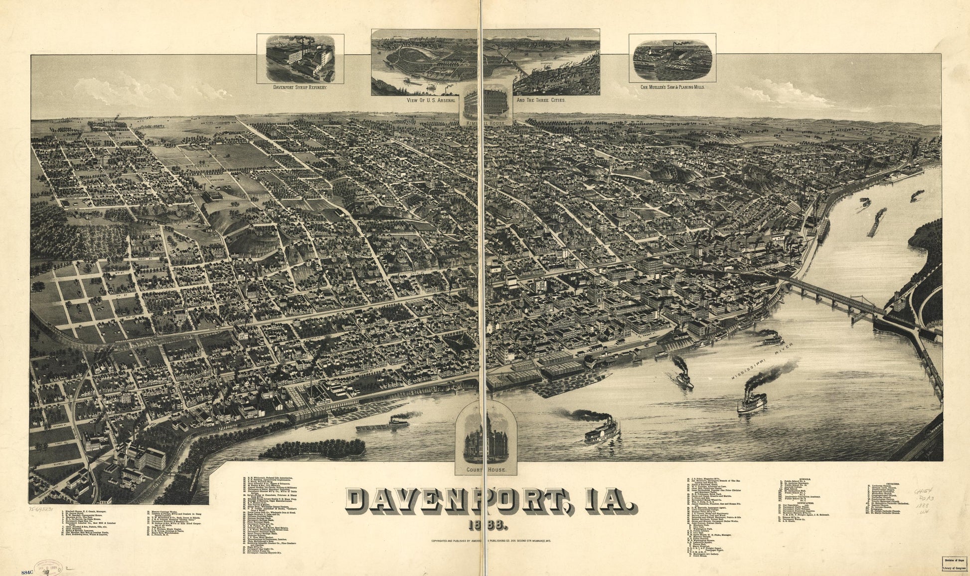 Davenport, Ia. 1888. (1888) – Historic Bird’s-Eye View Panorama Print