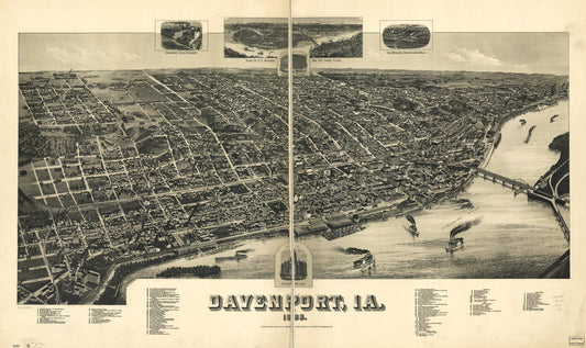 Davenport, Ia. 1888. (1888) – Historic Bird’s-Eye View Panorama Print