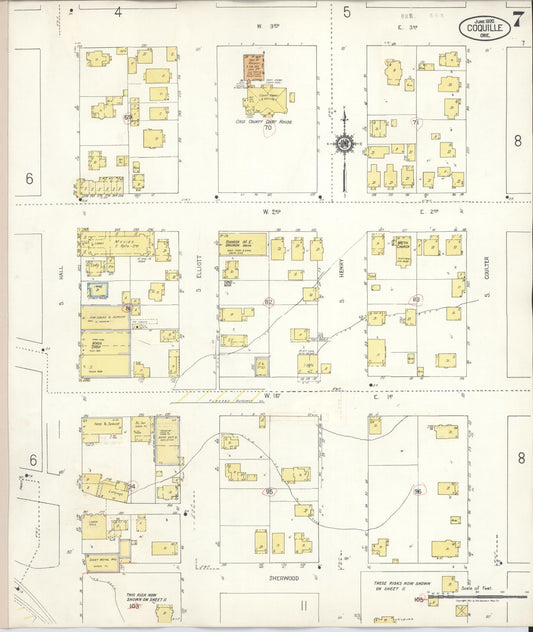 Sanborn Fire Insurance Map from Coquille, Coos County, Oregon (1945), Sheet #0007 - Historic Sanborn Fire Insurance Map Print, vintage old map wall art, antique decor, genealogy gift, Oregon Oregon map