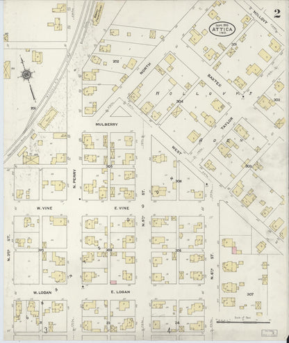 Sanborn Fire Insurance Map from Attica, Fountain County, Indiana (1910), Sheet #0002 - Historic Sanborn Fire Insurance Map Print, vintage old map wall art, antique decor, genealogy gift, Indiana Indiana map