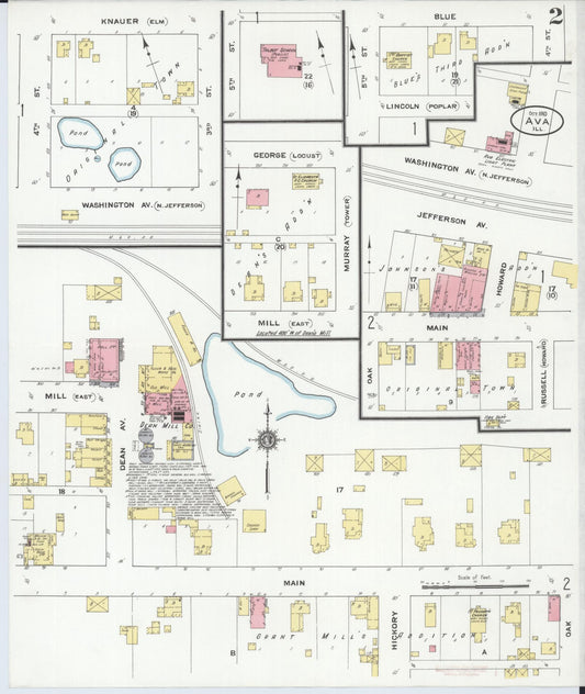 Sanborn Fire Insurance Map from Ava, Jackson County, Illinois (1910), Sheet #0002 - Historic Sanborn Fire Insurance Map Print, vintage old map wall art, antique decor, genealogy gift, Illinois Illinois map