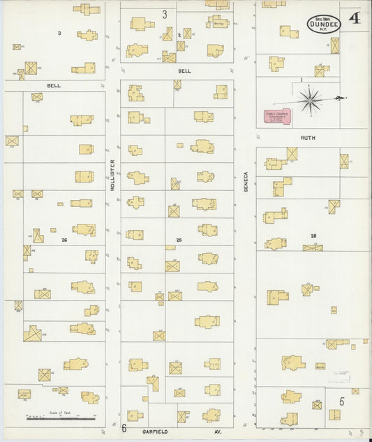 Sanborn Fire Insurance Map from Dundee, Yates County, New York (1904), Sheet #0004 - Historic Sanborn Fire Insurance Map Print, vintage old map wall art, antique decor, genealogy gift, New York New York map