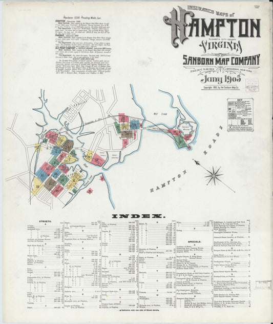 Sanborn Fire Insurance Map from Hampton, Independent Cities, Virginia. (1905) – Historic Sanborn Fire Insurance Map Print