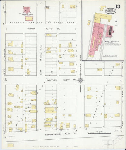 Sanborn Fire Insurance Map from Norfolk, Madison County, Nebraska (1916), Sheet #0013 - Complete Map Set gallery image, historic Sanborn map, vintage wall art, Nebraska Nebraska