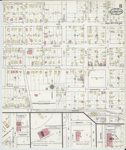 Sanborn Fire Insurance Map from Lexington, Lafayette County, Missouri (1918), Sheet #0008 - Historic Sanborn Fire Insurance Map Print, vintage old map wall art, antique decor, genealogy gift, Missouri Missouri map