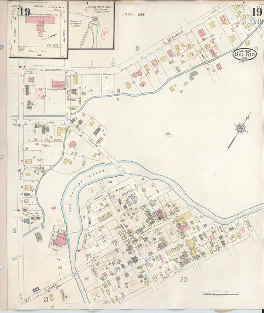 Sanborn Fire Insurance Map from Del Rio, Val Verde County, Texas (1948), Sheet #0019 - Historic Sanborn Fire Insurance Map Print, vintage old map wall art, antique decor, genealogy gift, Texas Texas map